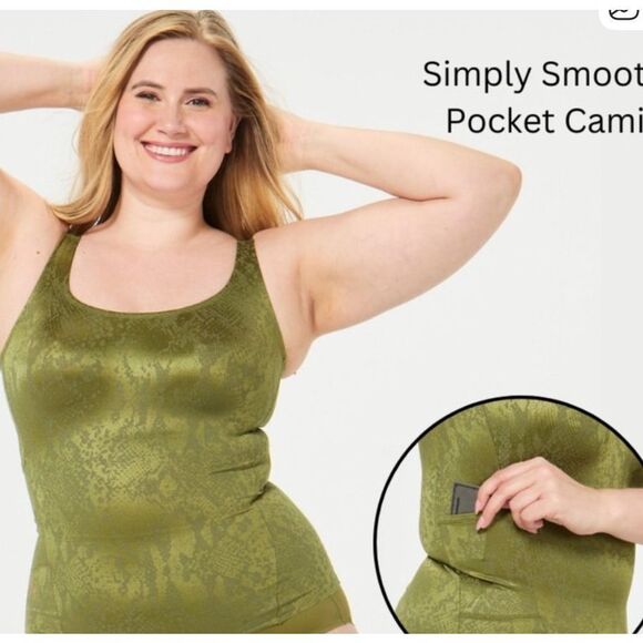 New Ruby Ribbon Simply Smooth Pocket Cami in Foliage Snake Size 46 - Picture 4 of 6